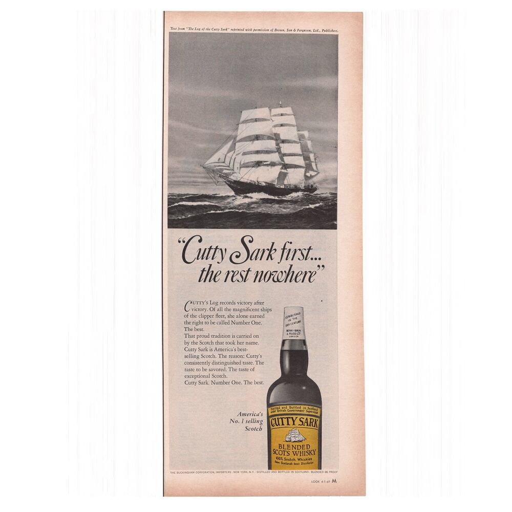 Cutty Sark Whisky /  Hahn Eclipse Mower Magazine Advertisement 1940s Vintage